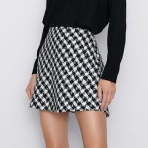 Zara black and white checkered skirt